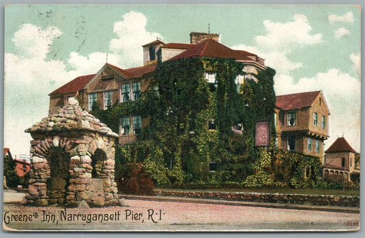 NARRAGANSETT PIER RI GREENE INN ANTIQUE POSTCARD