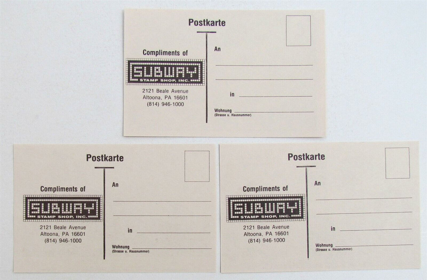 GERMAN ZEPPELINS LOT OF 3 ADVERTISING POSTCARDS ALTOONA PA