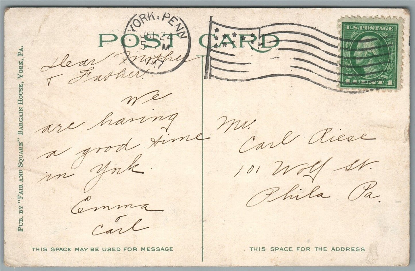 YORK PA OPERA HOUSE ANTIQUE POSTCARD