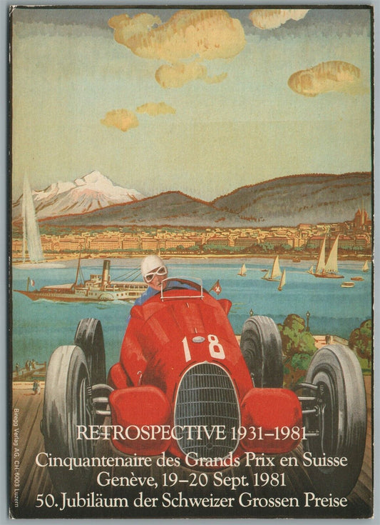 GENEVE SWITZERLAND RETROSPECTIVE 1931-1981 RACING VINTAGE POSTCARD