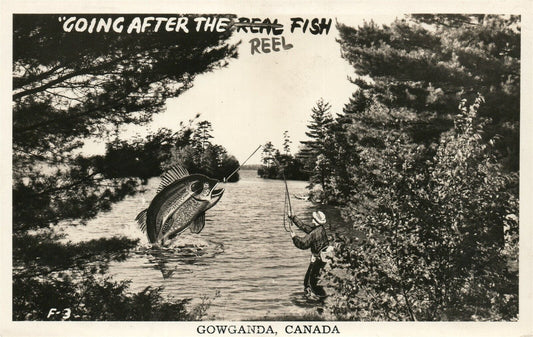 GOWGANDA CANADA FISHING VINTAGE REAL PHOTO POSTCARD RPPC