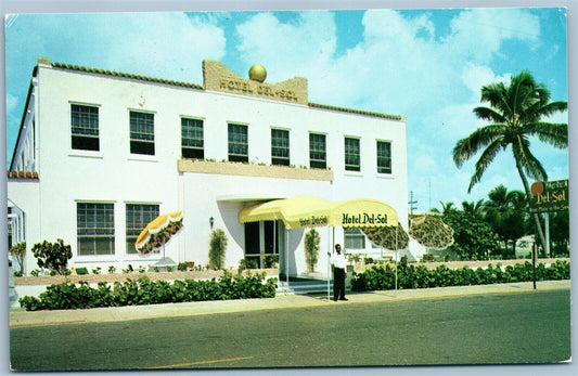 DELRAY BEACH FL HOTEL DEL-SOL VINTAGE POSTCARD