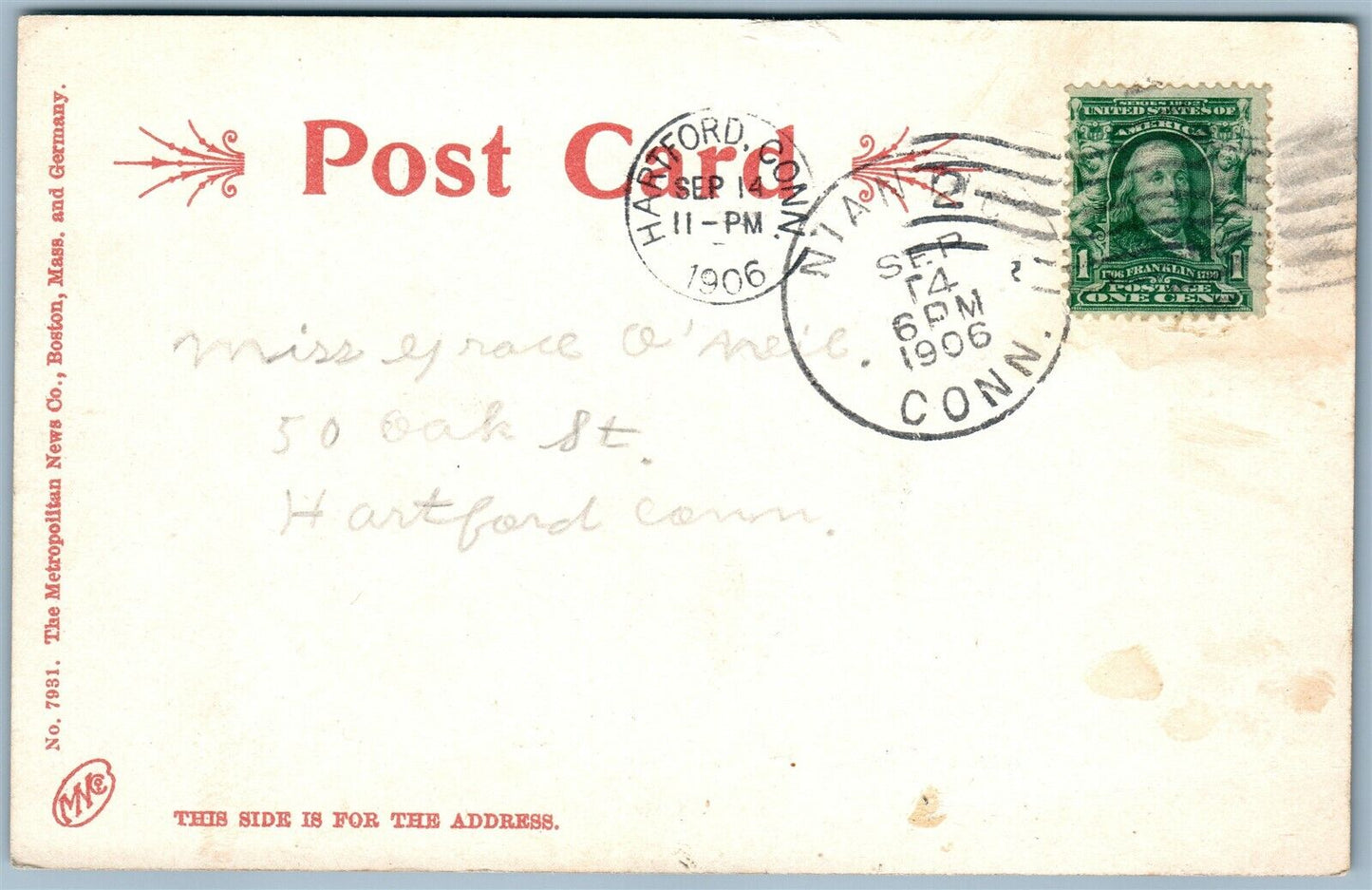 NEW LONDON CT STATE STREET ANTIQUE POSTCARD