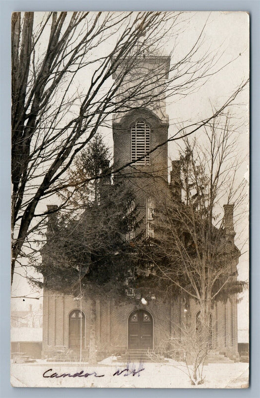 CANDOR NY CONGREGATIONAL CHURCH ANTIQUE REAL PHOTO POSTCARD RPPC