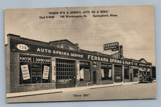 SPRINGFIELD MA FERRARA AUTO SPRING SERVICE ADVERTISING VINTAGE POSTCARD