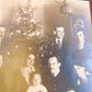 FAMILY at CHRISTMAS TREE ANTIQUE PHOTO