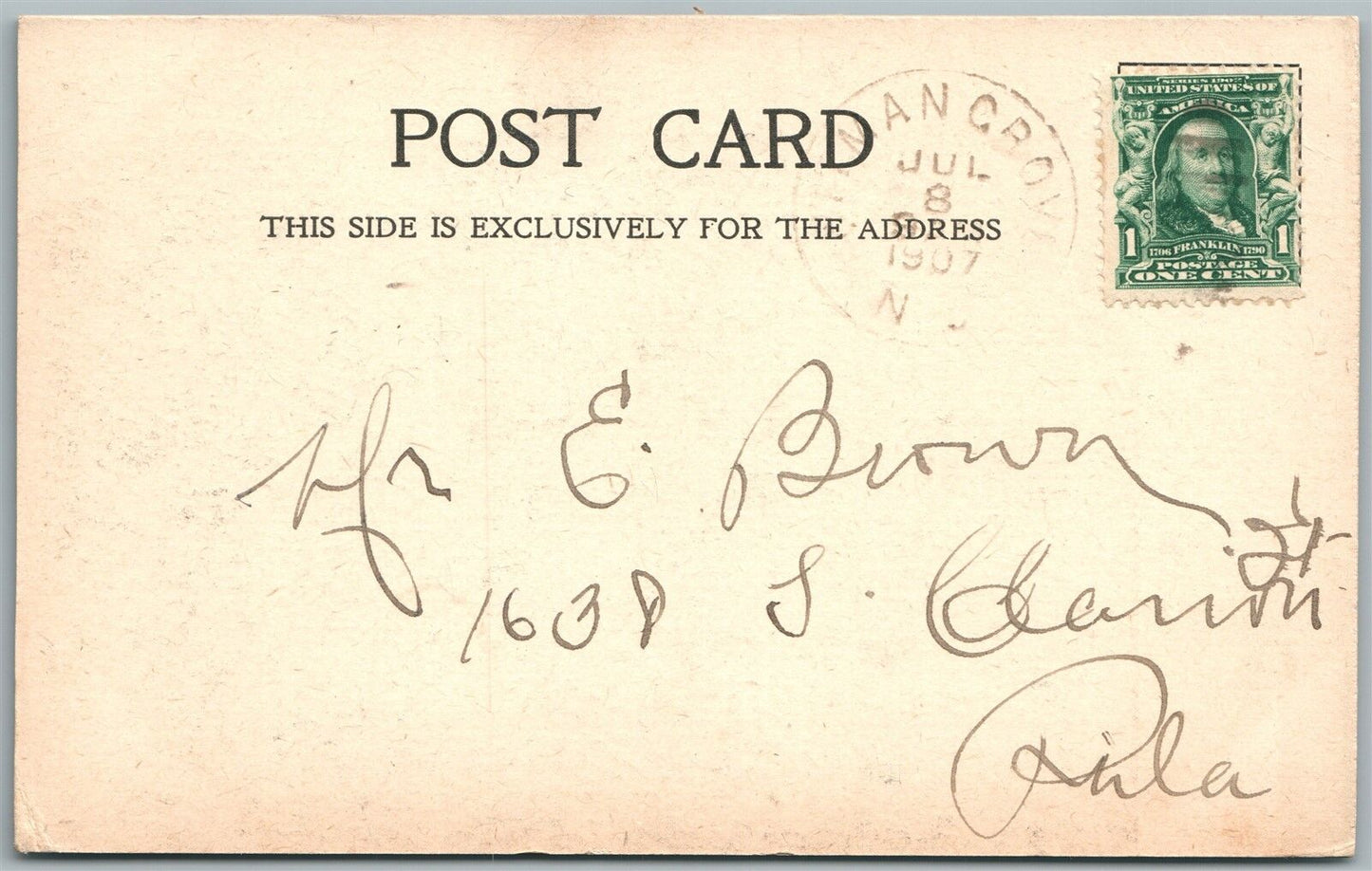 PITMAN NJ M.E. CHURCH 1907 UNDIVIDED ANTIQUE POSTCARD