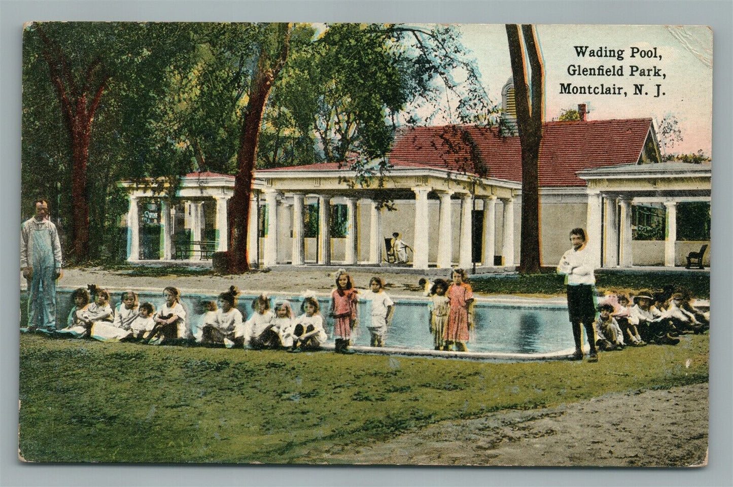 MONTCLAIR NJ WADING POOL GLENFIELD PARK ANTIQUE POSTCARD