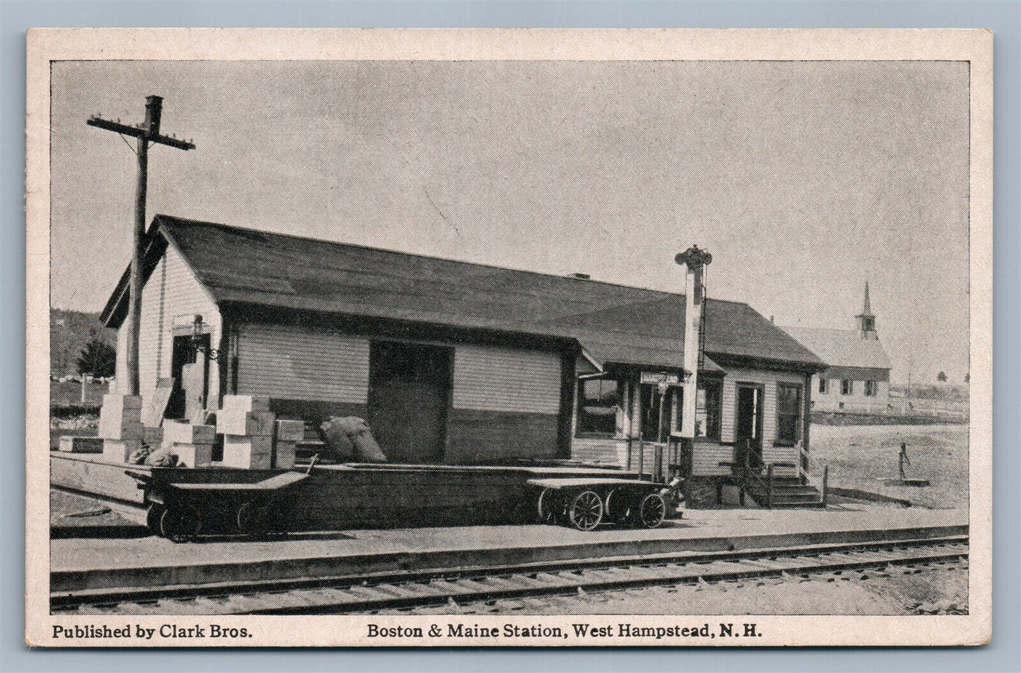 WEST HEMPSTEAD NH RAILROAD STATION ANTIQUE POSTCARD RAILWAY DEPOT