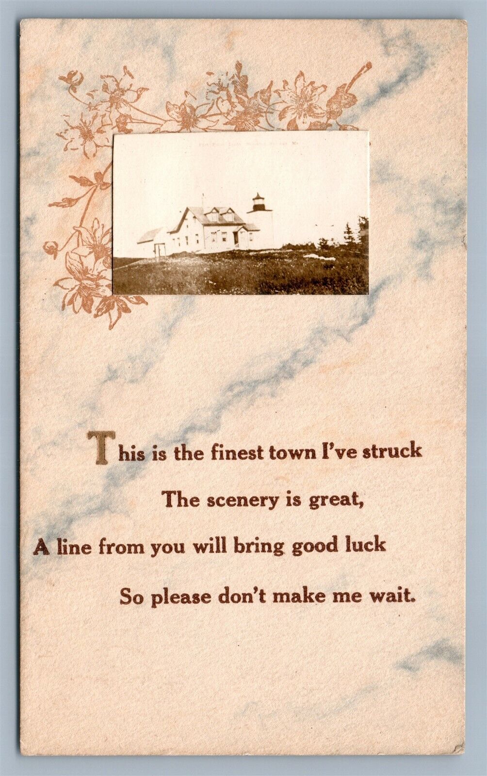 MAINE LIGHTHOUSE 1912 ANTIQUE REAL PHOTO POSTCARD RPPC