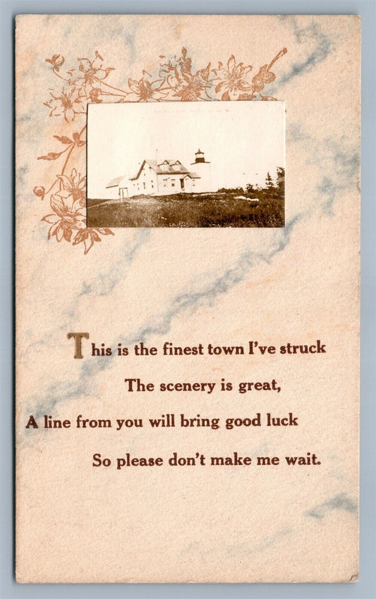 MAINE LIGHTHOUSE 1912 ANTIQUE REAL PHOTO POSTCARD RPPC