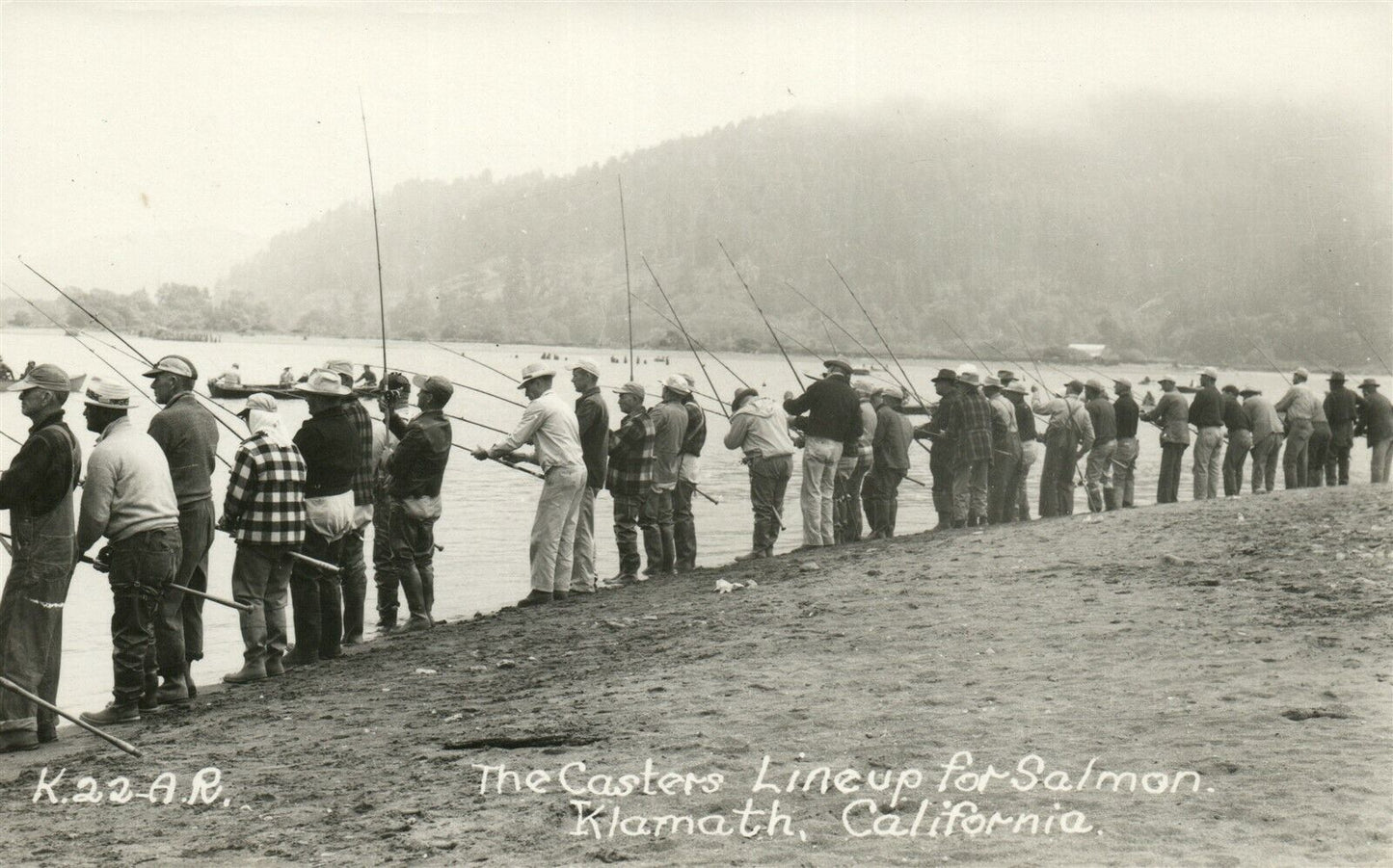 KLAMATH CA SALMON FISHING ANTIQUE REAL PHOTO POSTCARD RPPC