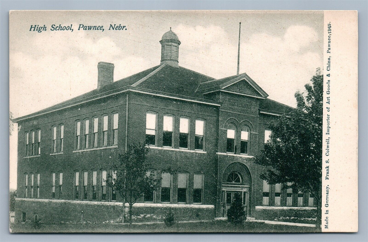 PAWNEE NE HIGH SCHOOL ANTIQUE POSTCARD