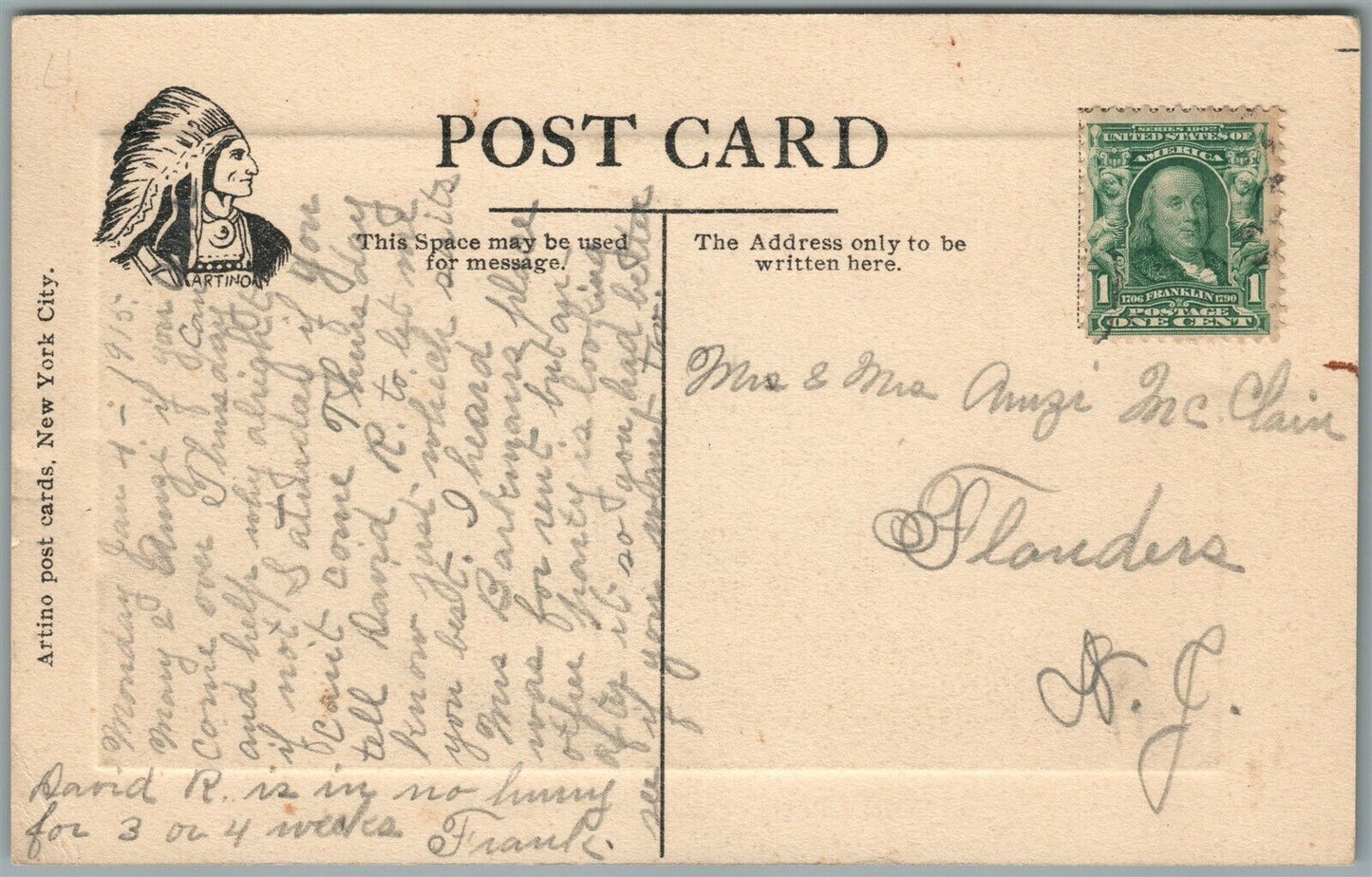 RALSTON NJ GREETINGS ANTIQUE POSTCARD