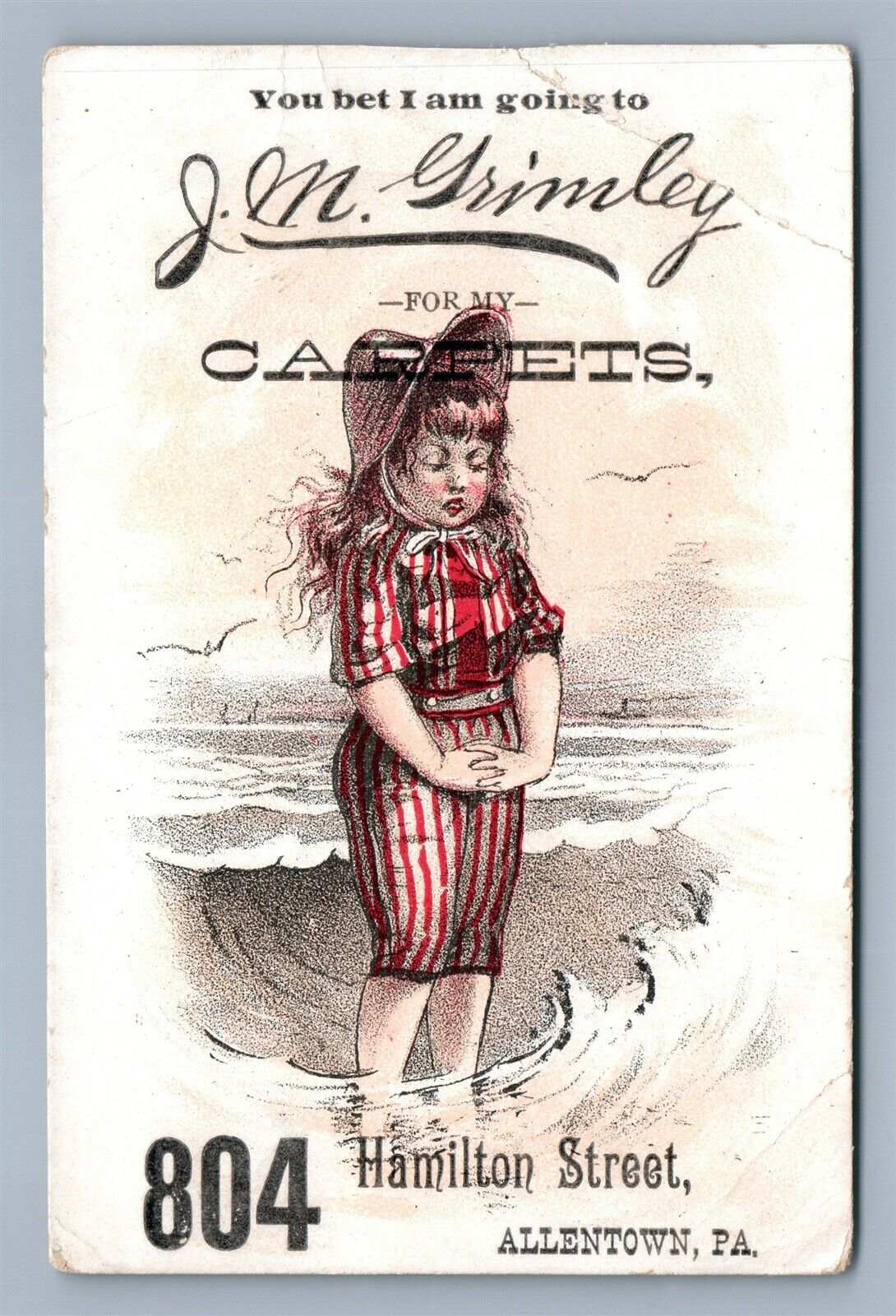 VICTORIAN TRADE CARD GRIMLEY CARPETS ALLENTOWN PA