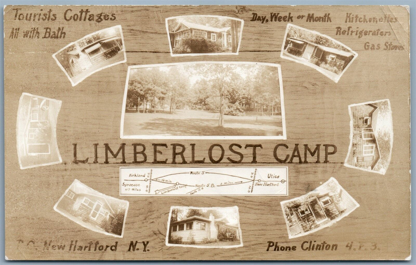 NEW HARTFORD NY LIMBERLOST CAMP 1936 VINTAGE REAL PHOTO POSTCARD RPPC