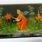 RUSSIAN PALEKH LACQUER BOX SCARLET FLOWER handpainted SIGNED vintage paper mache