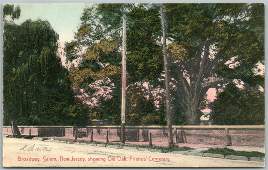 SALEM NJ BROADWAY FRIENDS' CEMETERY ANTIQUE POSTCARD