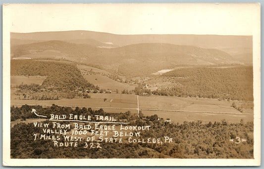 STATE COLLEGE PA BALD EAGLE TRAIL ANTIQUE REAL PHOTO POSTCARD RPPC #3