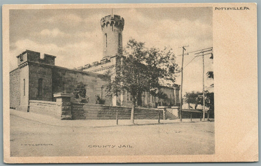 POTTSVILLE PA COUNTRY JAIL ANTIQUE POSTCARD