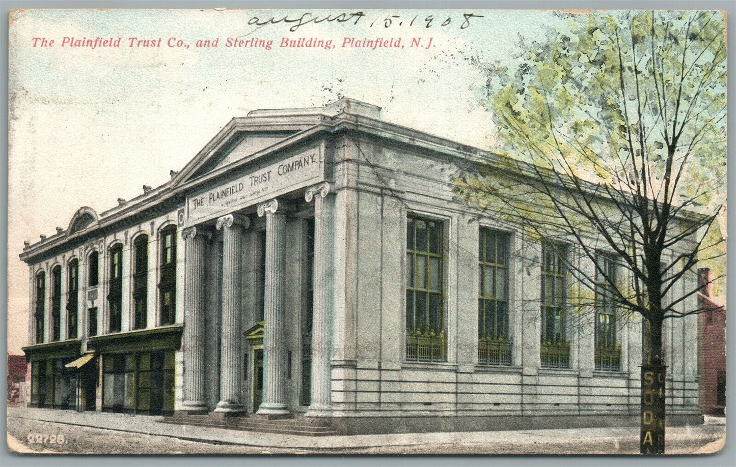 PLAINFIELD NJ TRUST COMPANY & STERLING BUILDING ANTIQUE POSTCARD