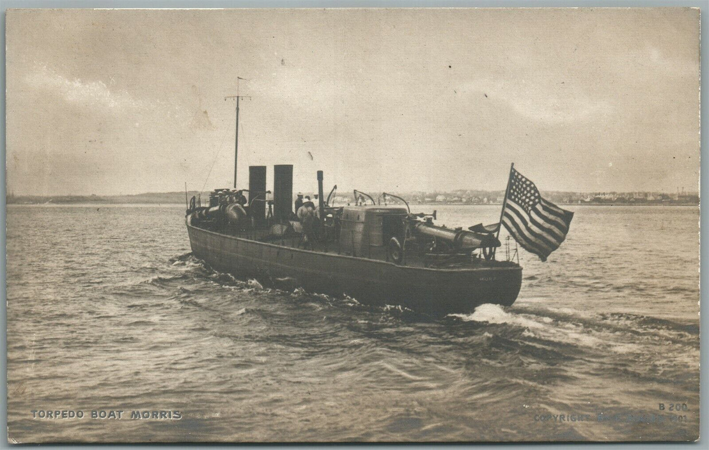 MILITARY SHIP TORPEDO BOAT MORRIS VINTAGE REAL PHOTO POSTCARD RPPC