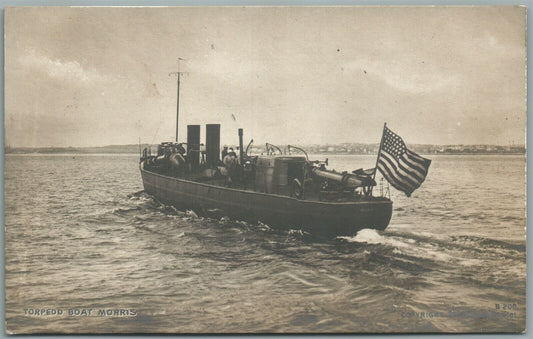 MILITARY SHIP TORPEDO BOAT MORRIS VINTAGE REAL PHOTO POSTCARD RPPC