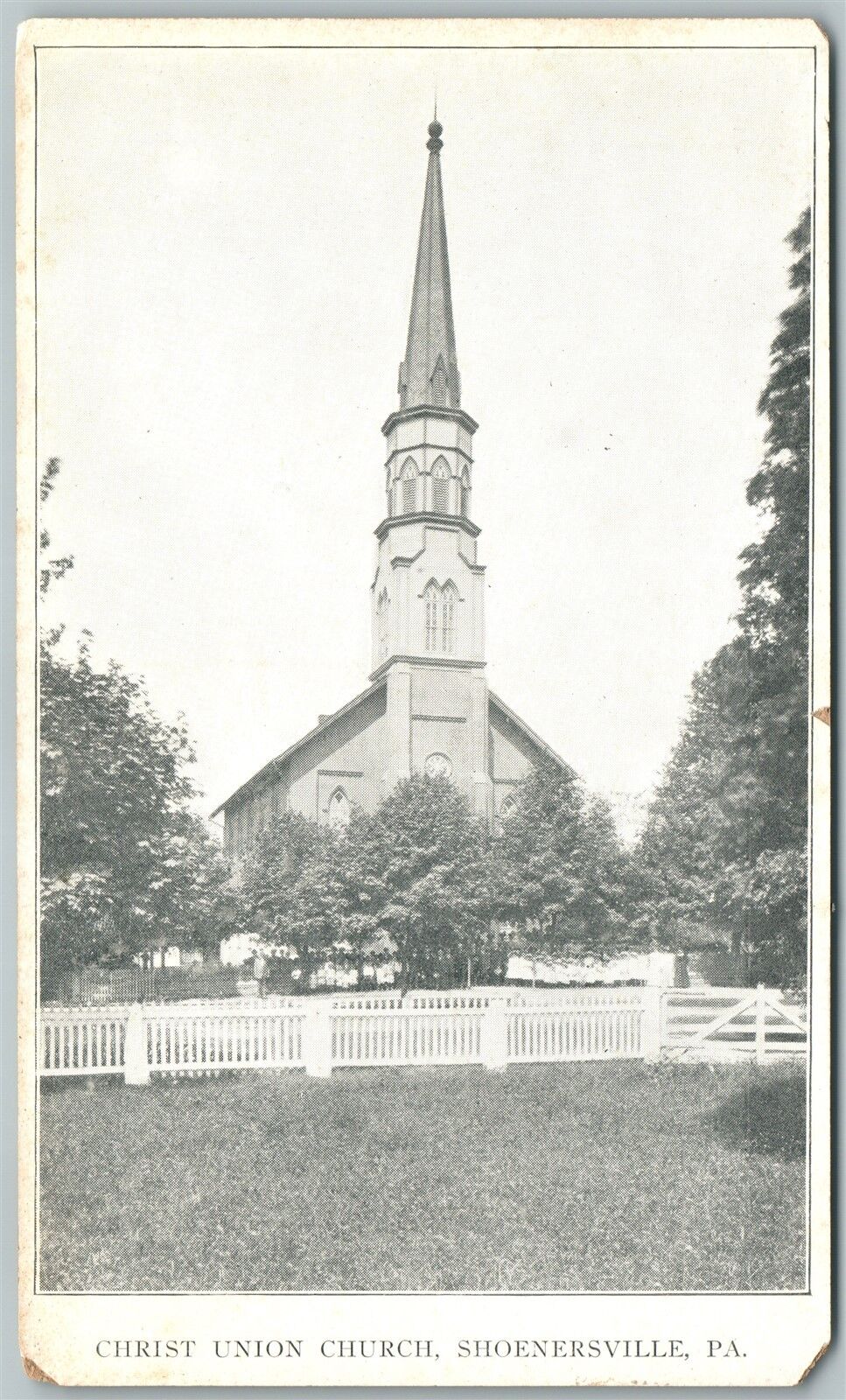 SHOENERSVILLE PA CHRIST UNION CHURCH ANTIQUE POSTCARD