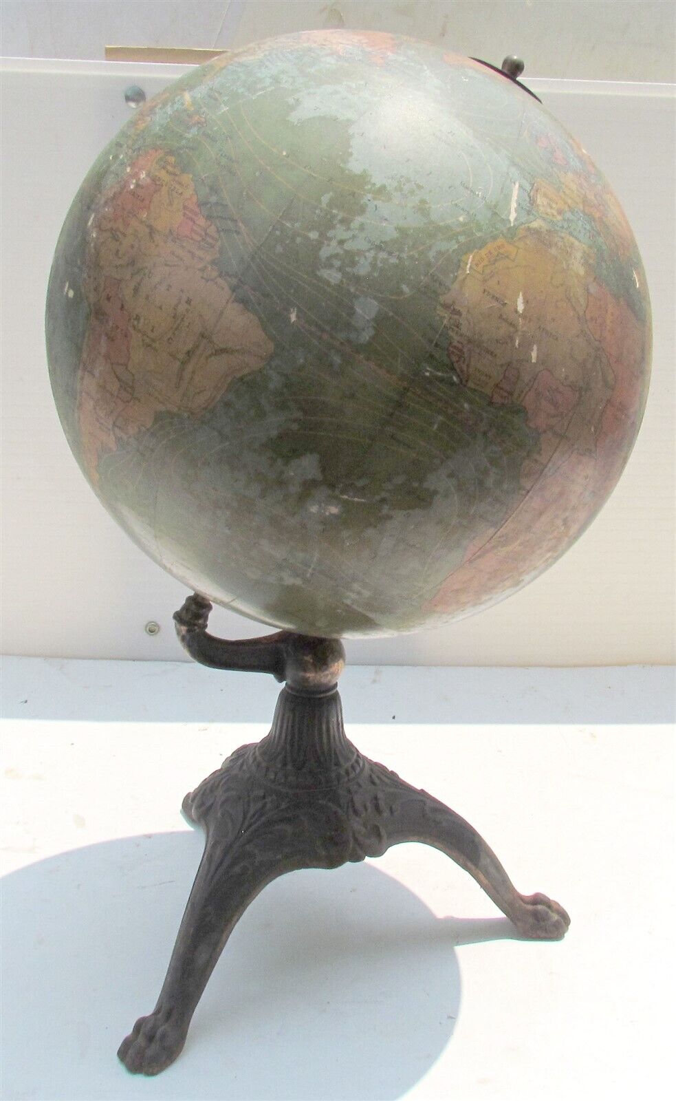 GLOBE 12 inch TERRESTRIAL ANTIQUE WWI ERA