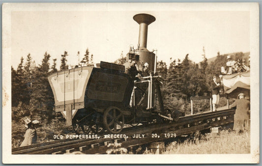 ANTRIM NH OLD PEPPERSSASS WRECK TRAIN RAILROAD ANTIQUE REAL PHOTO POSTCARD RPPC