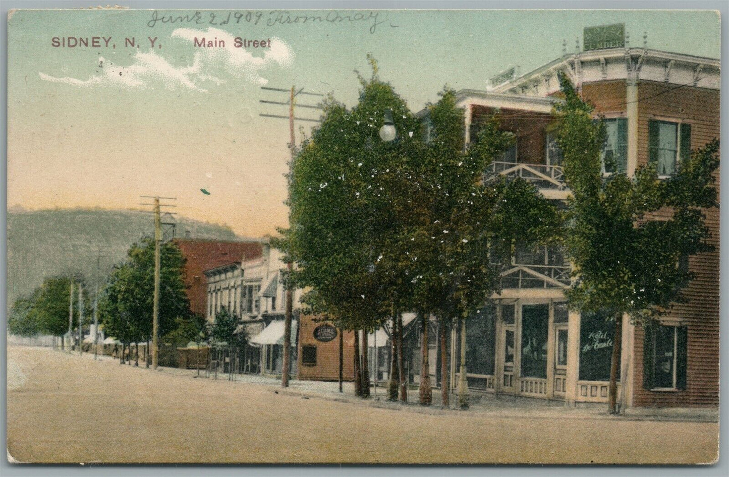 SIDNEY NY MAIN STREET ANTIQUE POSTCARD