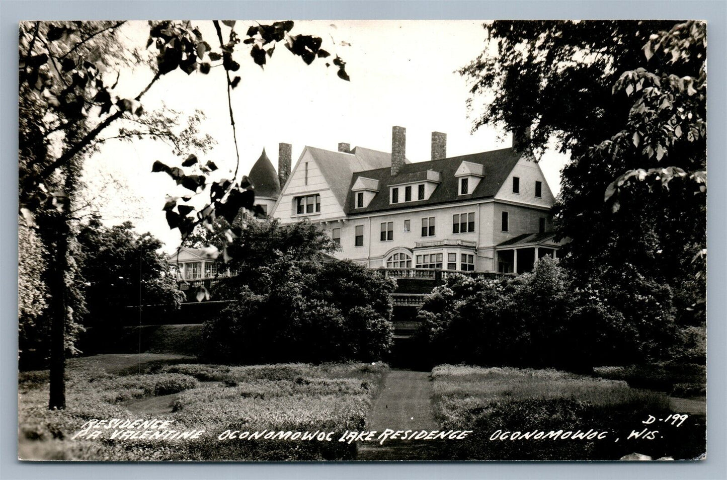 OCONOMOWOC WI P.A. VALENTINE RESIDENCE VINTAGE REAL PHOTO POSTCARD RPPC