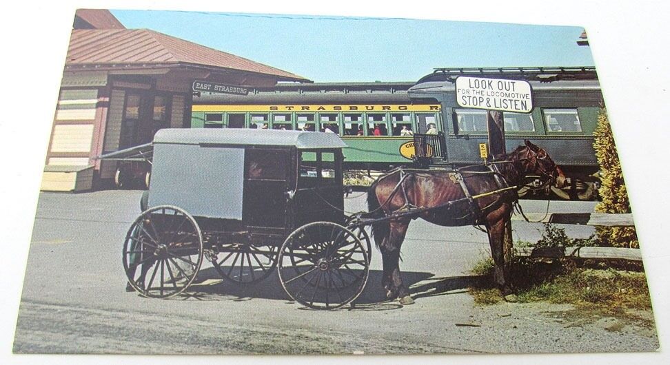 VINTAGE POSTCARD AMISH COUNTRY STRASBURG TRAIN STATION railroad railway