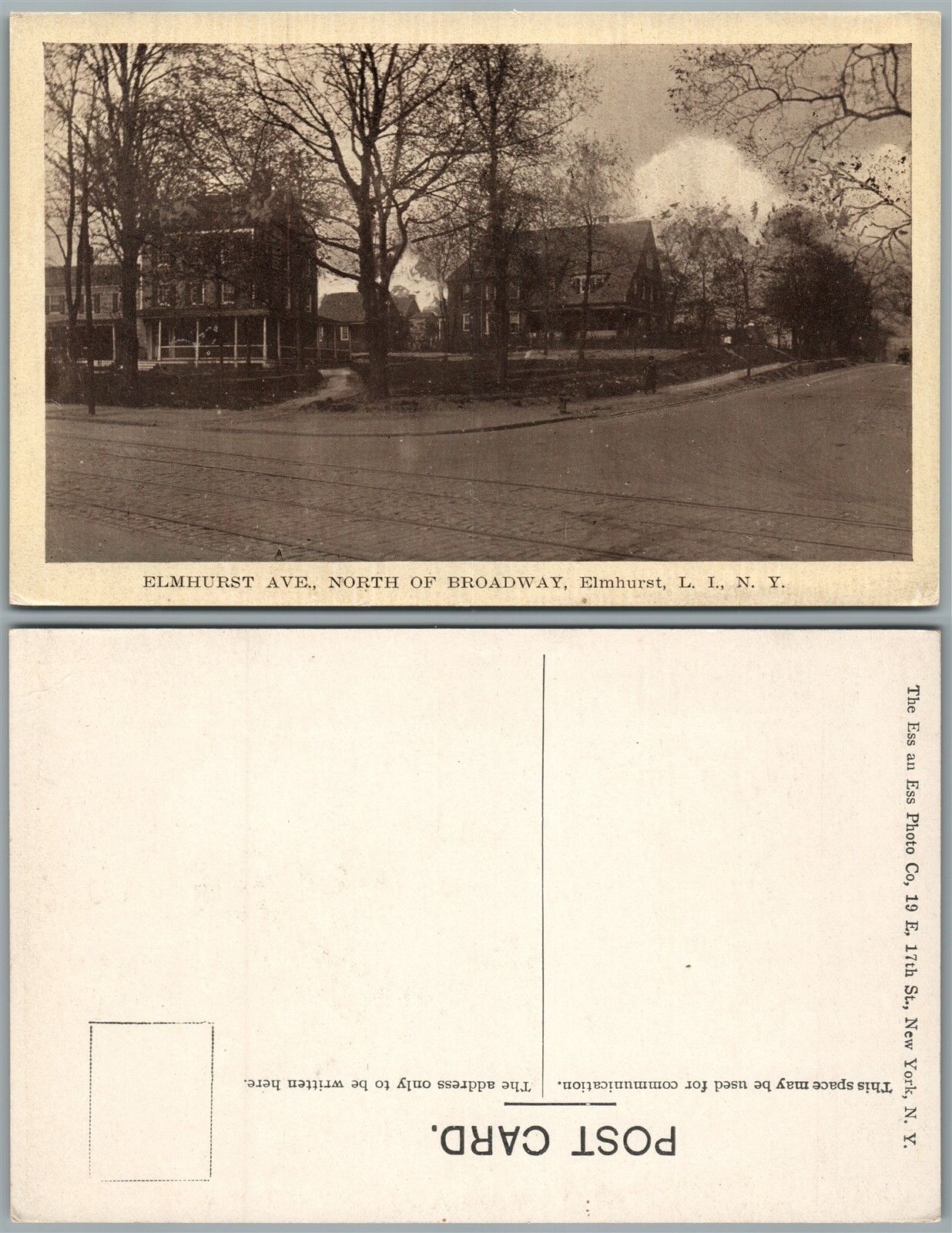 LONG ISLAND ELMHURST N.Y. ELMHURST AVENUE ANTIQUE POSTCARD