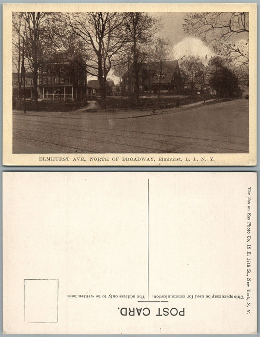 LONG ISLAND ELMHURST N.Y. ELMHURST AVENUE ANTIQUE POSTCARD