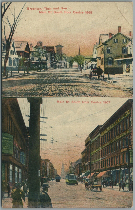 BROCKTON MA MAIN STREET ANTIQUE POSTCARD