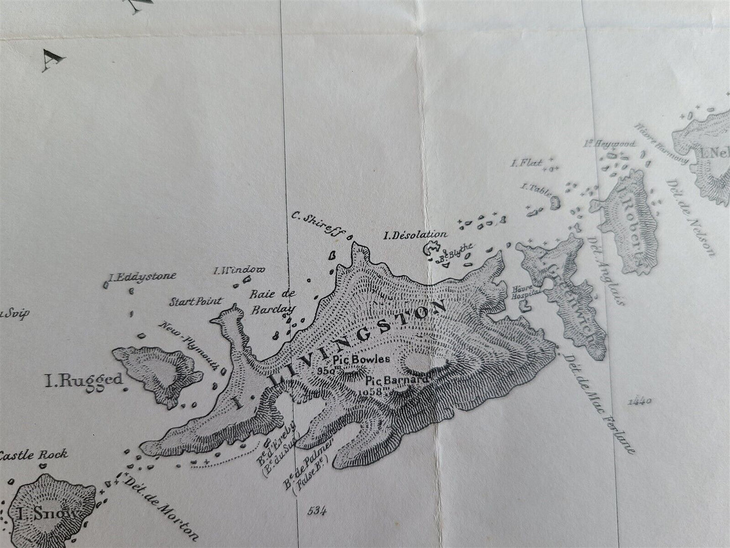 1925 MAP of EXPEDITION ANTARCTIQUE FRANCAISE SHETLANDS DE SUD antique