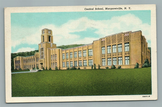 MARGARETVILLE NY CENTRAL SCHOOL VINTAGE POSTCARD