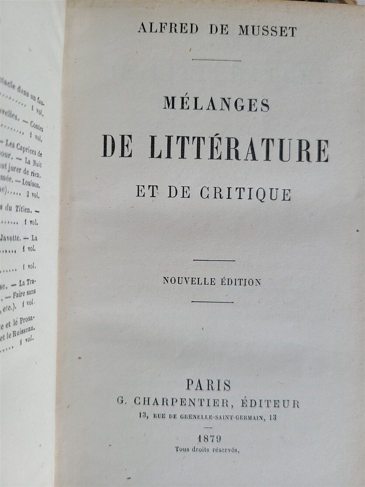 1879 ALFRED DE MUSSET WORKS antique 10 VOLUMES in FRENCH POETRY & PROSE