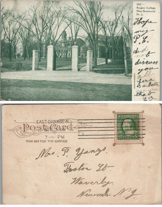 ANTIQUE UNDIVIDED POSTCARD RUTGERS COLLEGE NEW BRUNSWICK N.J.