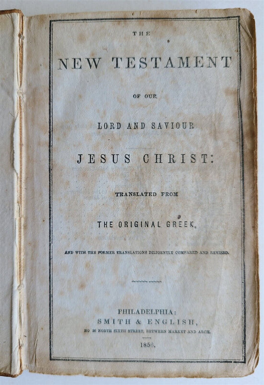 1856 BIBLE in ENGLISH NEW TESTAMENT antique Philadelphia Americana