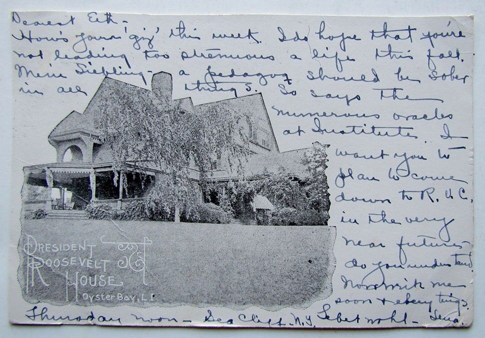ANTIQUE 1904 UNDIVIDED POSTCARD ROOSEVELT HOUSE OYSTER BAY LONG ISLAND N.Y.