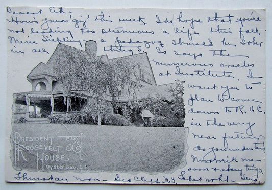 ANTIQUE 1904 UNDIVIDED POSTCARD ROOSEVELT HOUSE OYSTER BAY LONG ISLAND N.Y.
