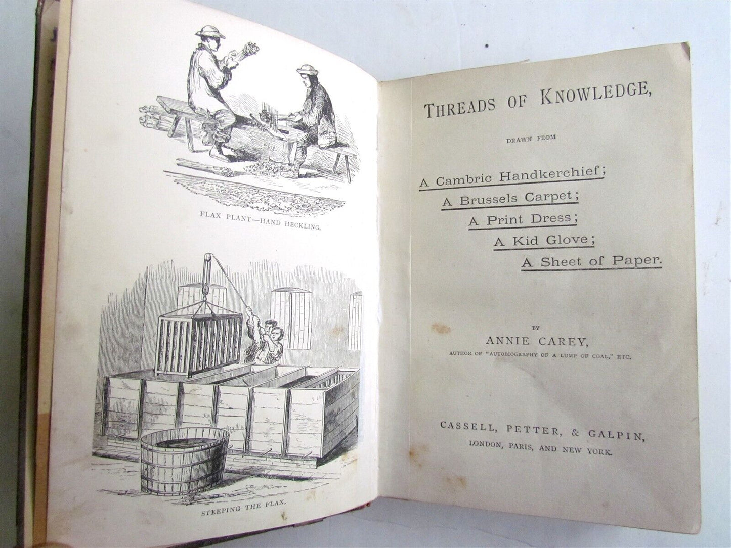 1872 THREADS OF KNOWLEDGE by Annie Carey antique