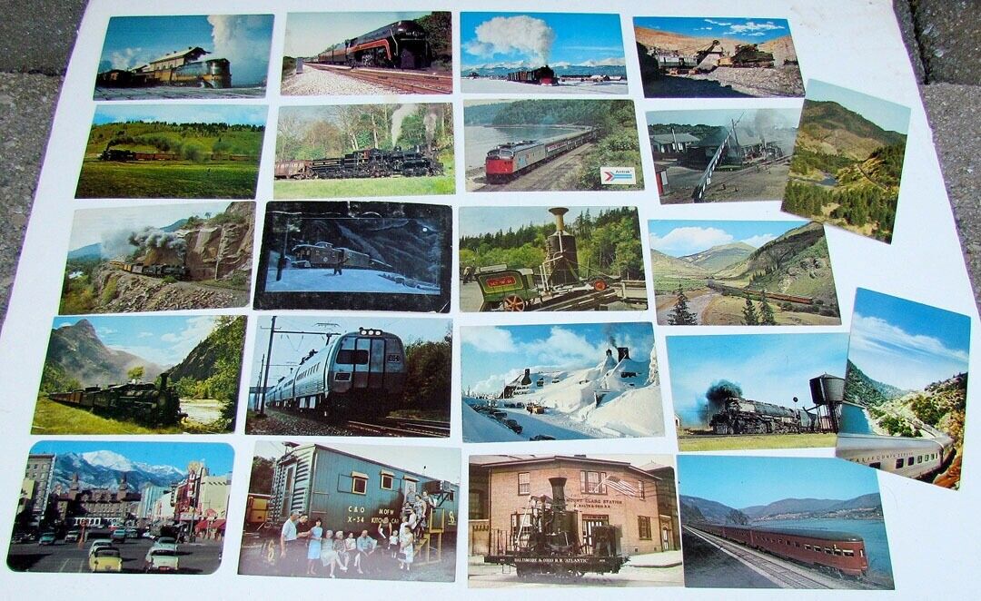 LOT OF 22 VINTAGE POSTCARDS train railway railroad