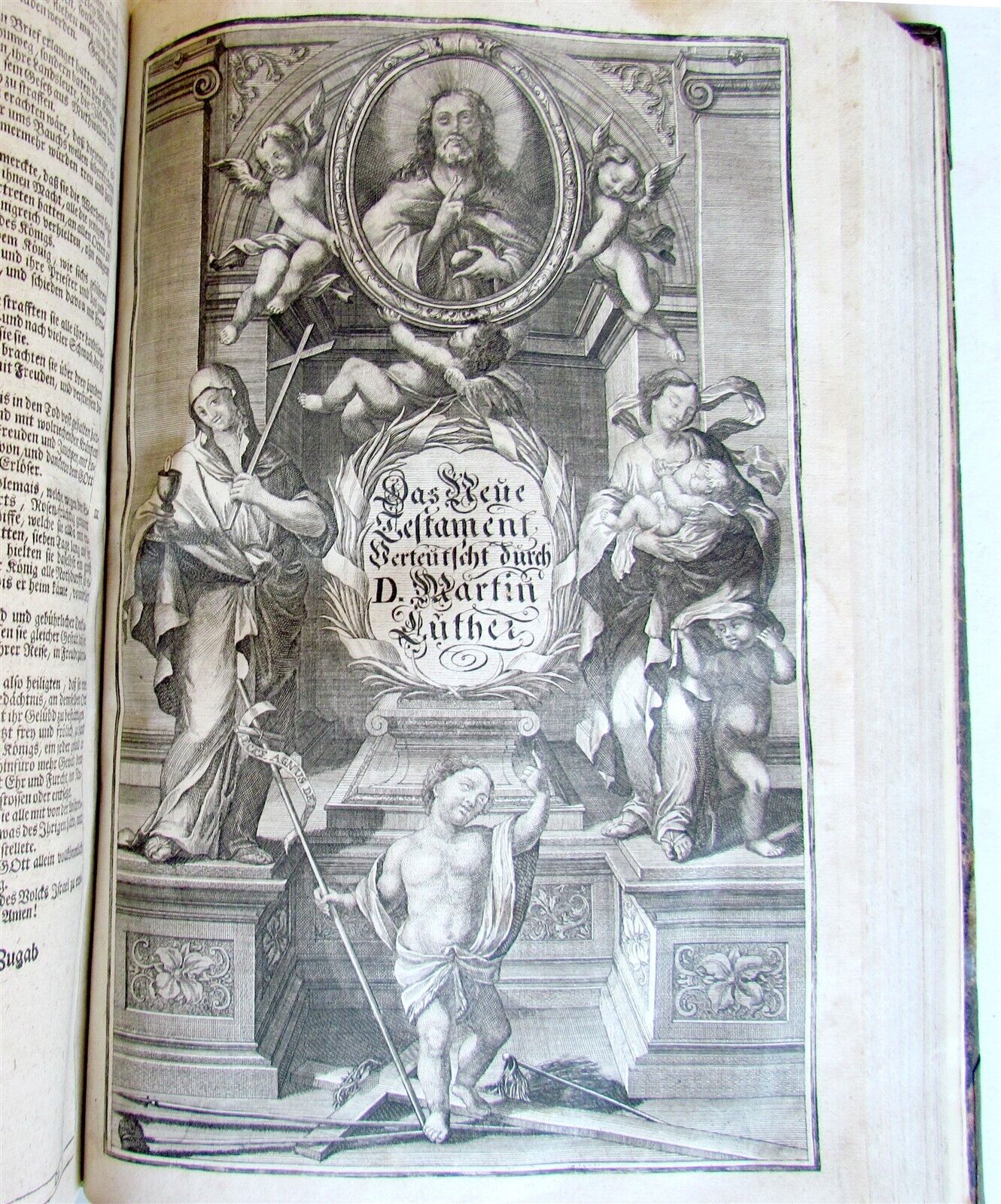 1736 BIBLE in GERMAN ILLUSTRATED w/145 WOODCUTS antique Dilherr Biblia FOLIO