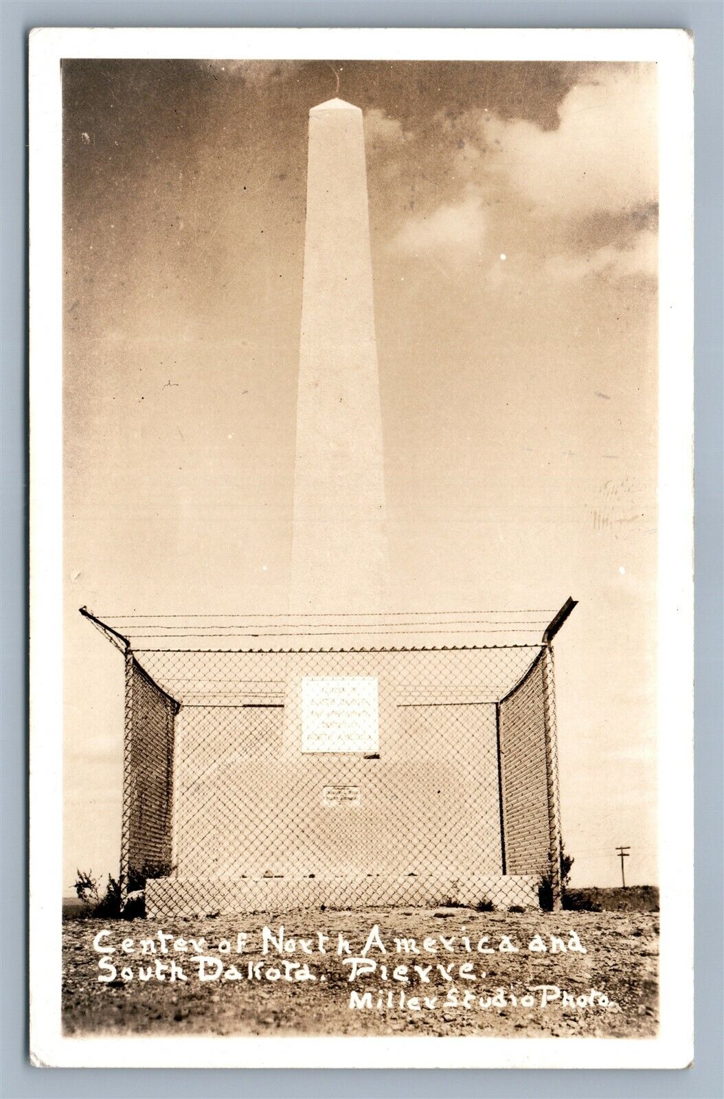 PIERRE SD CENTER OF NORTH AMERICA & S. DAKOTA VINTAGE REAL PHOTO POSTCARD RPPC