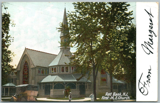 RED BANK NJ FIRST M.E. CHURCH 1909 ANTIQUE POSTCARD