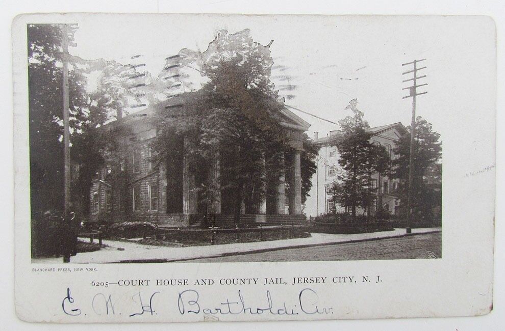 VINTAGE 1905 UNDIVIDED POSTCARD COURT HOUSE & COUNTY JAIL JERSEY CITY NEW JERSEY