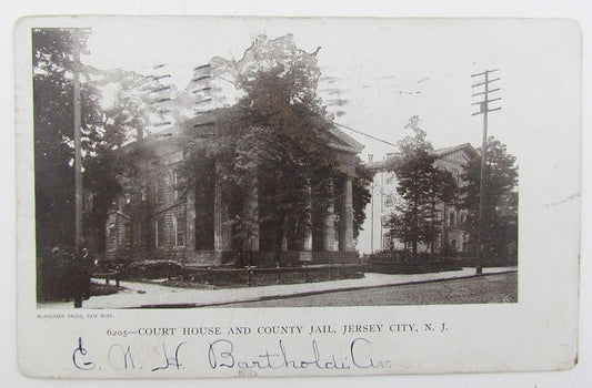 VINTAGE 1905 UNDIVIDED POSTCARD COURT HOUSE & COUNTY JAIL JERSEY CITY NEW JERSEY
